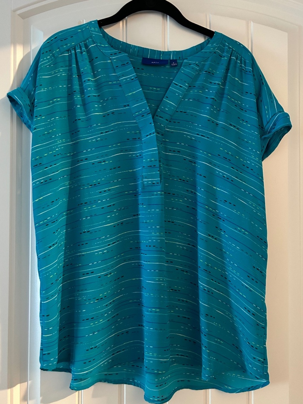Apt. 9 Short Sleeve Blouse Teal Blue NEW WITH TAGS